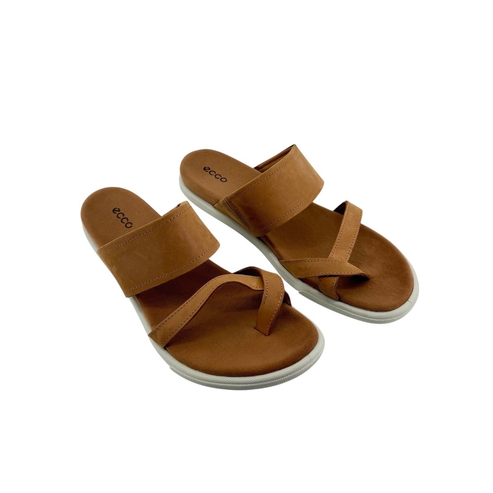 ECCO Simpil Sandal Womens 41 US 10-10.5 Tan Leather Toe Loop Slide 248363-02021